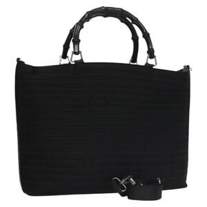 GUCCI Bamboo Hand Bag Nylon Black